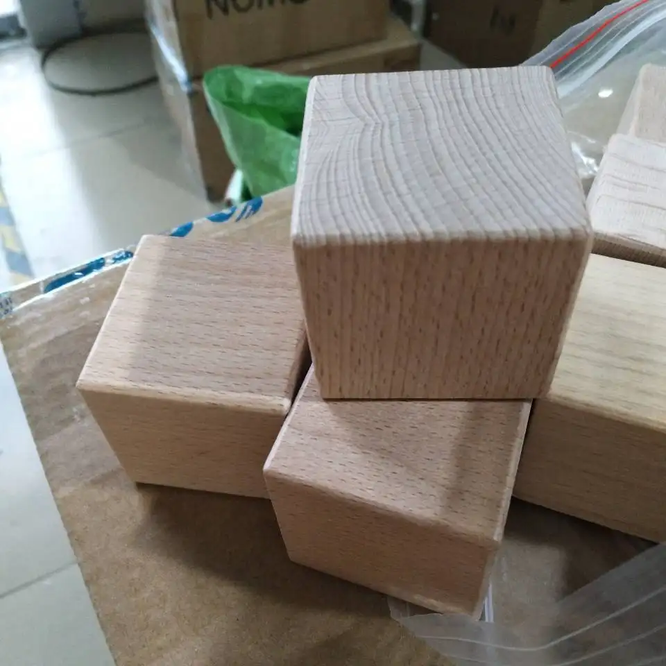 50ミリメートルSolid Wooden Cubes Beech Wood Blocks 5センチメートルポリッシュエッジウッドキューブ子供のための安全