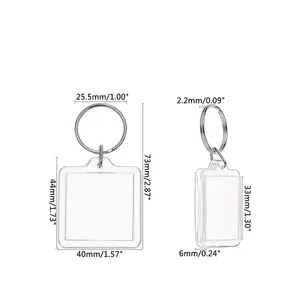 Vòng vuông hình chữ nhật rõ ràng Acrylic chèn ảnh chia Vòng <span class=keywords><strong>Keyring</strong></span> - Product Image 2