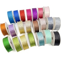 Pita Satin Mewah 1 1/2 Inci Satu Sisi Berkilau Glitter 100% Poliester untuk Dekorasi Natal