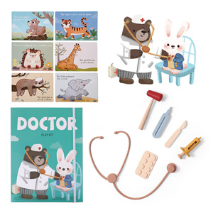 Ensemble de jeu de <span class=keywords><strong>docteur</strong></span> pédiatrique en bois pour enfants, avec seringue, outils d'infirmière et stéthoscope pour jeu d'imitation - Product Image 1