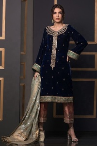 2021 Stunning Stylish Floor-Length Kurta Pant Dress for Party Wedding Wear Beautiful Applique Lace Decoration Button Sequined - Product Image 2