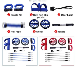 Home Gym Fitness Combo Set Push-up Stand Abdominal Wheel Chest Expander Resistance <b>Band</b> Full Body <b>Workout</b> Training Equipment - Product Image 2