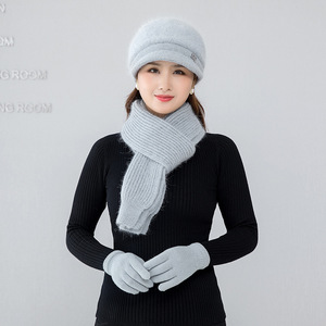 Sẵn Sàng Giao Hàng 6 Màu Mũ Len Ấm Áp Mùa Đông Cho Nữ Mũ Beanie + Khăn Quàng Dài + Găng Tay Màn Hình Cảm Ứng Bộ Mũ Đầu Lâu Khăn Quàng Cổ - Product Image 3