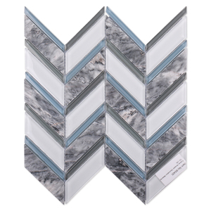 <span class=keywords><strong>Mosaico</strong></span> di marmo <span class=keywords><strong>naturale</strong></span> <span class=keywords><strong>in</strong></span> <span class=keywords><strong>pietra</strong></span> blu bianco grigio blu bianco <span class=keywords><strong>in</strong></span> vetro <span class=keywords><strong>naturale</strong></span> a forma di foglia per l'arredamento della camera d'albergo - Product Image 2
