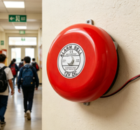Sonnette d'alarme incendie en métal Deling FA-400 24V ou 220V, couleur rouge, ronde, 6/8 pouces