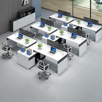 Ensemble de bureau modulaire en L blanc de luxe en bois convertible pour 4 personnes, table de direction et poste informatique pour personnel