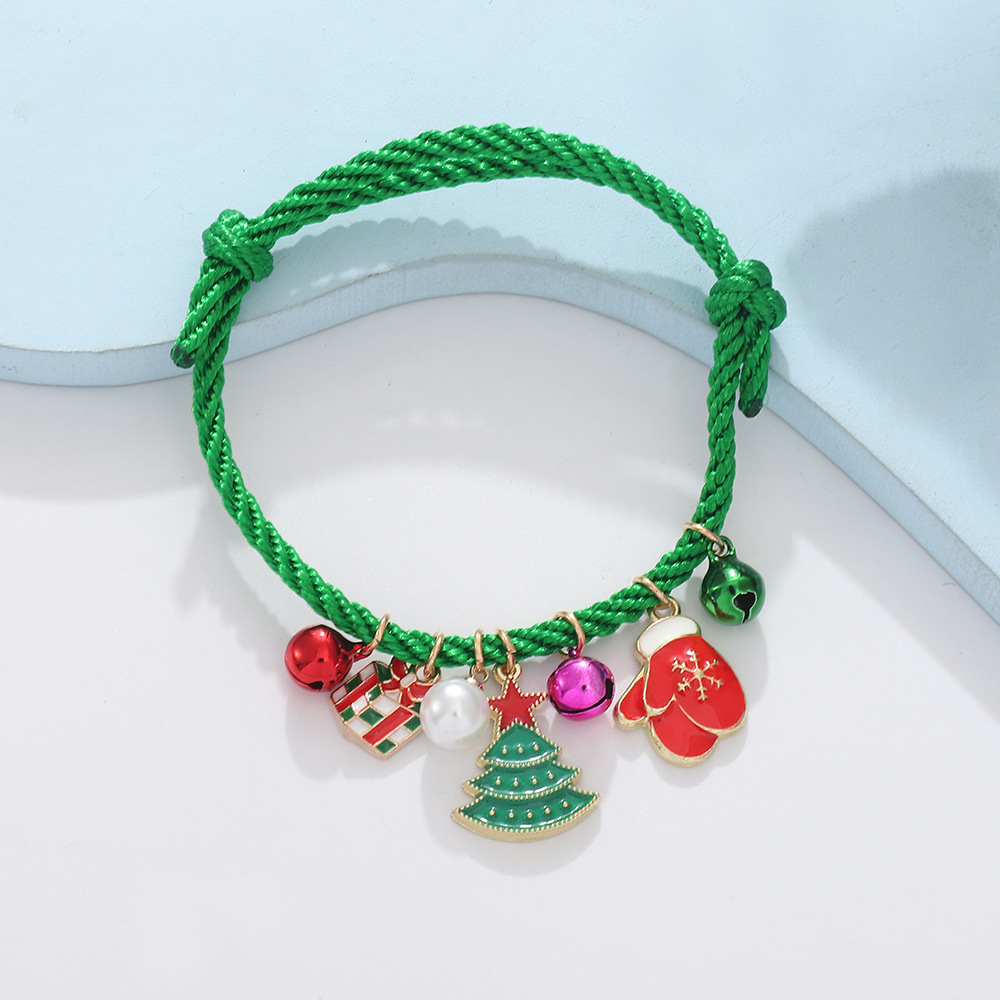 Braccialetto natalizio festivo da donna - Ciondolo con fiocco di neve e renna con dettagli in perle, regalo di gioielli per feste natalizie
