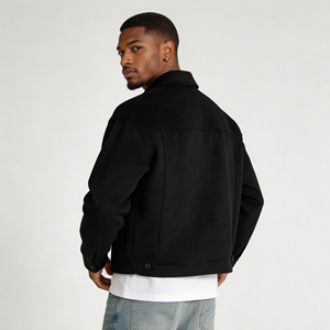 <span class=keywords><strong>Veste</strong></span> d'hiver en <span class=keywords><strong>laine</strong></span> ODM 420 grammes, épaisse, zippée, épaules tombantes, jugulaire arrière, poignets ajustables, minimaliste, pour homme - Product Image 2