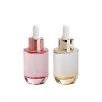 Flacon compte-gouttes rond en verre transparent sérigraphié à fond épais de 15 ml, 30 ml, 50 ml, sans diffuseur à bâtonnets, pour huiles essentielles, sérums et soins de la peau
