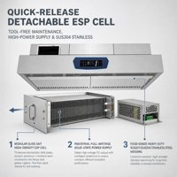 650 Électrostatique à haute pression statique et photolyse, adapté aux lieux dotés d'un plafond de faible hauteur.
