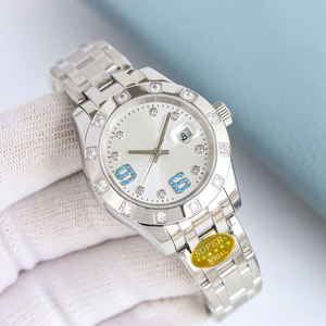 Montre mécanique unisexe de luxe en acier inoxydable avec affichage de la date, cadran à aiguilles serti de diamants, style business et mode - Product Image 1