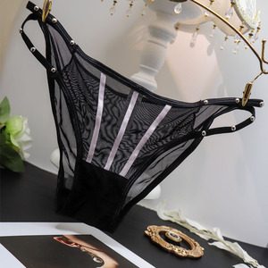 Culottes transparentes à rayures style sœur sexy pour femmes, taille basse, sans couture, fines, purement sensuelles - Product Image 2