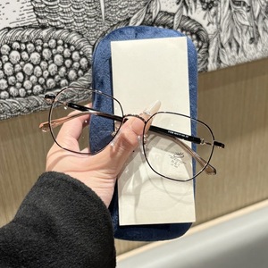 Monture de lunettes optiques carrées en métal 31239 unisexe, verres PC anti-lumière bleue, largeur moyenne, design hexagonal, origine Taizhou - Product Image 1