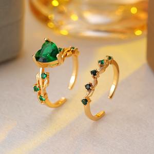 2 Stück Red Crystal Heart Shaped Zirkon Mode Messing Stapelbare Aussage Schmuck Valentinstag Versprechen Jubiläum - Product Image 6