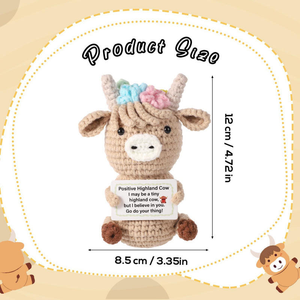 Muñeco de Vaca Highland Tejido a Mano que Aporta Lindas Emociones a tu Compañero de Mesa - Product Image 4