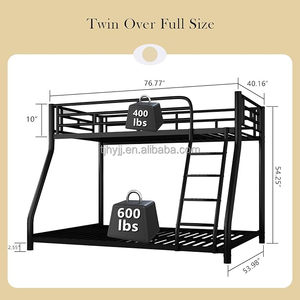 <span class=keywords><strong>Letto</strong></span> a <span class=keywords><strong>Castello</strong></span> in Metallo Resistente Stile Industriale Moderno con Scala Laterale e Sponde di Sicurezza - Product Image 5