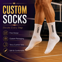 Chaussettes de sport personnalisées avec logo, couleur blanche, pour hommes et femmes, mi-mollet, respirantes, pour le basketball, faible MOQ