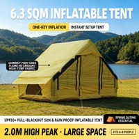 Tente de camping gonflable 6-8 personnes, colonne d'air de 12 cm, imperméable, tente familiale extérieure en Oxford 300D avec pompe