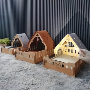 새로운 디자인 접이식 펠트 고양이 은신처 실내 고양이 집 장난감 포함 편안한 고양이 침대 - Product Image 3