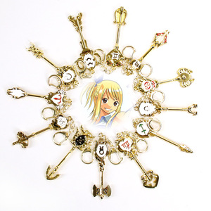 12 modèles de porte-clés en métal créatif Anime <span class=keywords><strong>Fairy</strong></span> <span class=keywords><strong>Tail</strong></span> Twelve Constellations Gold Car Pendant Keychain - Product Image 1