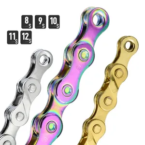 Parti di ciclismo 8 9 10 11 12 catene di velocità per Mountain Bike da strada Flat Hollow 116 126 maglie argento oro arcobaleno catena di bicicletta MTB