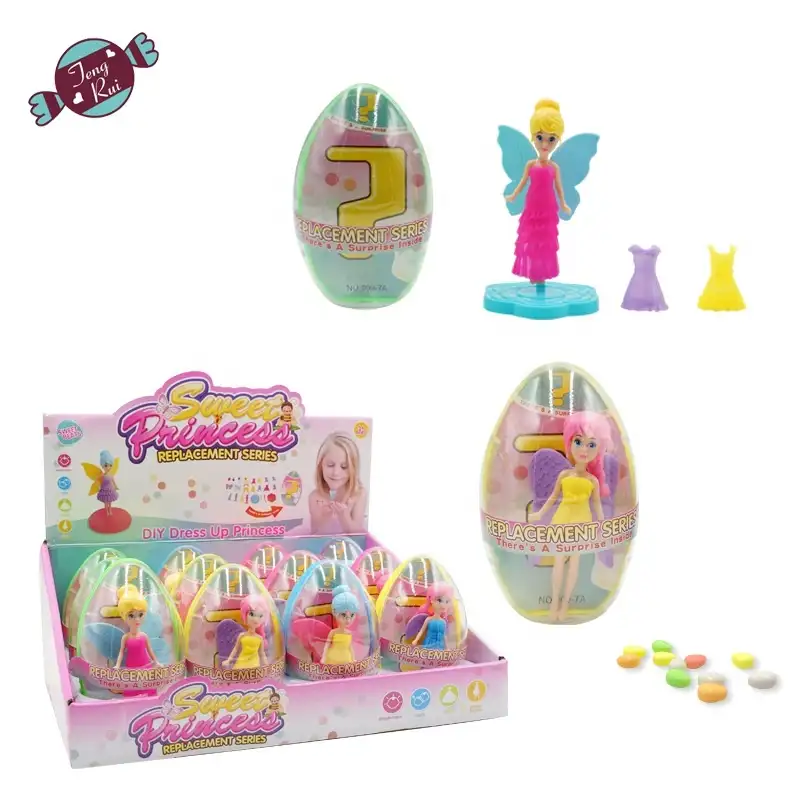 플라스틱 다채로운 깜짝 계란 채워진 캡슐 예쁜 공주 3.5 인치 인형 사탕 장난감