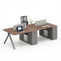 Ensemble de mobilier de bureau minimaliste pour 2/4/6/8 employés avec cloison de bureau et bureau fixe