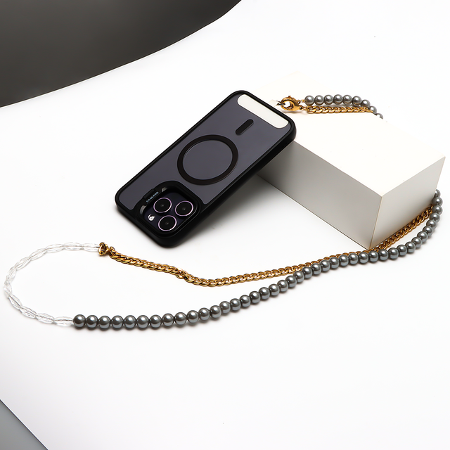 Grey Pearl Phone Chain Gold Chain Strap Detachable Crossbody Mobile Phone Lanyard Anti-Lost D161 76cm Daily Use