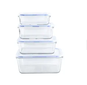 Royalunion resistente ao Calor de vidro de microondas conjunto caixa de almoço bento crisper recipientes de armazenamento de alimentos com tampa PP