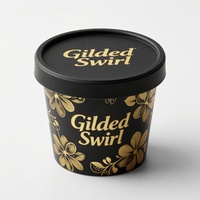 Gobelets à crème glacée en papier alimentaire dorés personnalisés, résistants aux fuites, pour les boutiques de desserts haut de gamme, les restaurants gastronomiques et les événements gourmands