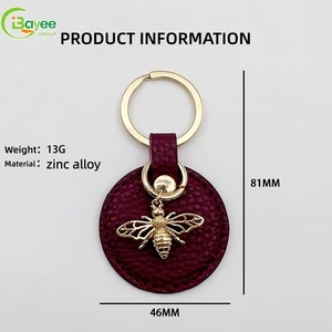 Support de fabrication professionnel, pendentif abeille en métal personnalisé en forme de cercle, porte-clés en alliage de zinc, porte-clés de voiture - Product Image 3