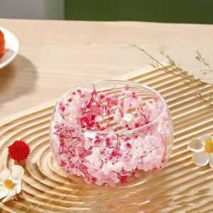 Glazen schaal met dubbele laag, hittebestendig, voor fruitsalade, soep, ontbijtgranen, desserts, droogbloemen. - Product Image 4