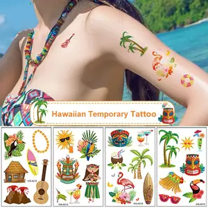 Adesivo temporaneo tropicale temporaneo hawaiano adesivo a tema hawaiano temporaneo impermeabile con tatuaggio della palma