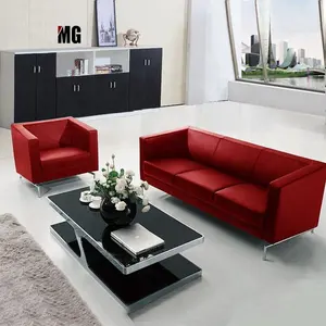 Neues Modell rot bequeme hohe Rückenlehne Sofa Canape en cuir billige Wohnzimmer Sofas