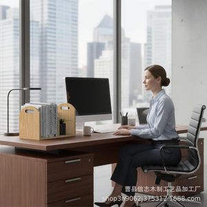 Simple Desktop Bookshelf Rectangle Wood Office Organizer Durable <b>Tabletop</b> <b>Storage</b> Rack For Books And Miscellaneous Items - Product Image 1