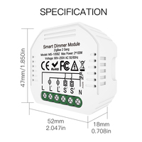 Module d'interrupteur variateur de lumière Tuya Zigbee 2 voies dissimulé, mini module de contrôle à distance pour l'intensité des lumières avec contrôle vocal et temporisation