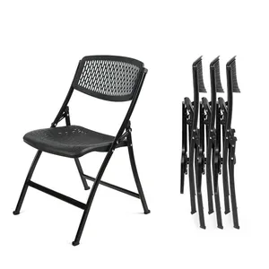 low price dining room furniture durable pp black plastic seat folding chair dining