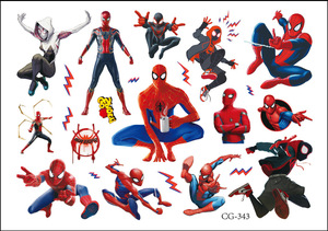 Autocollants de tatouage à transfert d'eau pour enfants, super-héros de dessins animés, <span class=keywords><strong>Spiderman</strong></span> incroyable, univers parallèle, fête d'anniversaire, vente chaude - Product Image 5