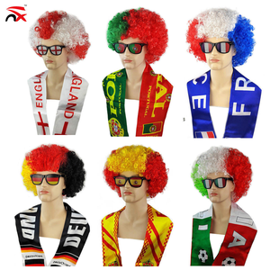 Custom Logo Promotional Sport Events Fans Gift Football National Flag Wig Countries Scarves and Sunglass with Flag