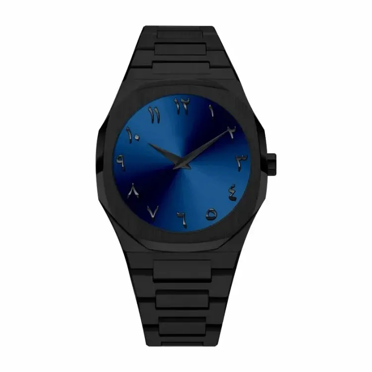Custom arabic numerals dial Casual Ultra Thin Black Stainless Steel Luxury Mens Quartz Wrist watch for men arabic