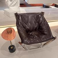 Nouveau design moderne simple de haute qualité en cuir forme de nid d'oiseau chaise de salon en bois en acier inoxydable chaise de loisirs