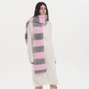 Femmes Dames Chaud Épais Hiver Peluche Fuzzy Noir <span class=keywords><strong>Blanc</strong></span> Couleur Blocage Rayé Fausse Fourrure Echarpe Capuche Motif Patchwork Fourrure <span class=keywords><strong>Snood</strong></span> - Product Image 3