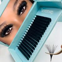 Extensions de cils en velours de vison à marque privée, plateaux individuels en cachemire noir mat, cils en soie méga volume, vente en gros