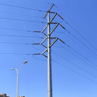 Poteaux de lignes électriques aériennes octogonaux en acier galvanisé pour la transmission électrique, 8m, 10m, 12m, 15m, 18m, 21m, 24m