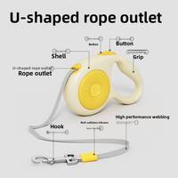 Laisse pour chien rétractable à libération rapide avec poignée antidérapante solide, souple et haute résistance, commande à une main, LED intégrée, pour chiens et chats de petite et moyenne taille