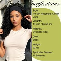 Perruque bandeau sans colle, afro bouclée crépue, 14 pouces # Perruque en fibre résistante à la chaleur, noire naturelle 1B, volumineuse, pour femmes, en stock, vente en gros