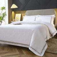 Usine Chinoise Grande Promotion OEM Parure de Lit Broderie 100 % Coton pour Hôtels – Housse de Couette et Drap Plat