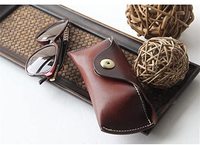 Étui à lunettes en cuir véritable, étui Portable en cuir pour lunettes de soleil unisexe fait à la main, support de protection pour lunettes