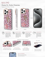 Étui de téléphone portable personnalisé KINGSOUL en TPU+PC+verre, design entièrement serti de diamants, antichoc, pour les séries 14/15 Pro Max/16, décoration scintillante