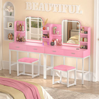 Table de luxe chinoise pour femmes Miroir de meubles miroir Tiroir de maquillage Coiffeuse Table de coiffeuse avec miroir et lumière